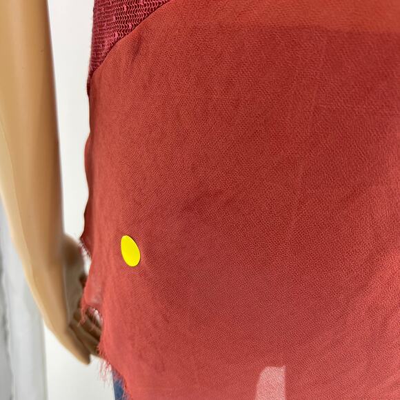 Miss Me MEDIUM Rustic Red Studded Southwestern Sheer Mesh Back Tee Shirt - Picture 8 of 9